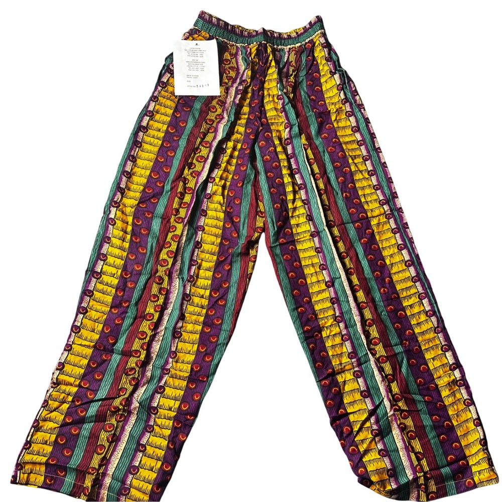 Vintage Nubian Queen Pants Size S Viscose‎ Wide Leg Boho Festival Ethnic Print